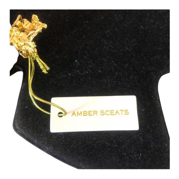 AMBER SCEATS NWT Textured Sculptural Finish 24K Gold Plating Reese Earrings - Picture 7 of 15